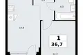 1 room apartment 37 m² Kommunarka, Russia
