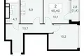 Wohnung 2 zimmer 45 m² Südwestlicher Verwaltungsbezirk, Russland