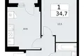 1 room apartment 35 m² Troitsk, Russia