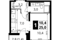 Квартира 1 комната 25 м² Ленинский район, Россия