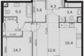 Wohnung 2 zimmer 55 m² Moskau, Russland