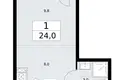 Квартира 1 комната 24 м² район Внуково, Россия