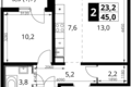 Квартира 2 комнаты 45 м² Ленинский район, Россия