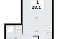 Квартира 1 комната 28 м² район Троицк, Россия