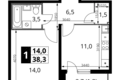 Mieszkanie 1 pokój 38 m² rejon leniński, Rosja