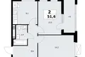 2 room apartment 52 m² poselenie Sosenskoe, Russia