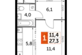 Kawalerka 1 pokój 27 m² Razvilka, Rosja