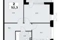 2 room apartment 52 m² poselenie Sosenskoe, Russia