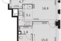 2 room apartment 53 m² Moscow, Russia