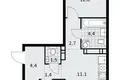 3 room apartment 58 m² Moscow, Russia