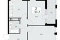 2 room apartment 52 m² Moscow, Russia