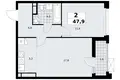 2 room apartment 48 m² poselenie Sosenskoe, Russia