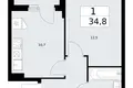 Wohnung 1 zimmer 35 m² Troizk, Russland