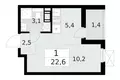 Appartement 1 chambre 23 m² Krasnoye Selo, Fédération de Russie