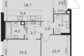 3 room apartment 66 m² Moscow, Russia