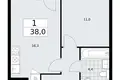 Wohnung 1 zimmer 38 m² Troizk, Russland