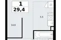 Appartement 1 chambre 29 m² Troïtsk, Russie