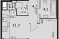1 room apartment 39 m² Moscow, Russia