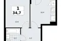 1 room apartment 35 m² Troitsk, Russia