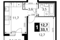 Mieszkanie 1 pokój 33 m² Leninsky District, Rosja