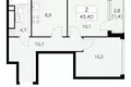Wohnung 2 Zimmer 45 m² Südwestlicher Verwaltungsbezirk, Russland