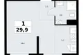 Wohnung 1 zimmer 30 m² Kommunarka, Russland