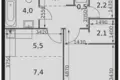 Квартира 1 комната 42 м² Москва, Россия