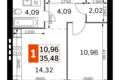 Квартира 1 комната 35 м² Одинцовский городской округ, Россия