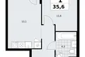 1 room apartment 36 m² Kommunarka, Russia