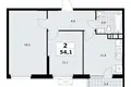 Wohnung 2 zimmer 54 m² Südwestlicher Verwaltungsbezirk, Russland