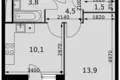 Квартира 1 комната 36 м² Развилка, Россия