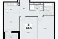 3 room apartment 61 m² poselenie Sosenskoe, Russia