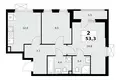 Mieszkanie 2 pokoi 53 m² poselenie Sosenskoe, Rosja