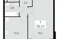 Квартира 1 комната 39 м² Юго-Западный административный округ, Россия