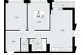 Квартира 2 комнаты 64 м² район Троицк, Россия
