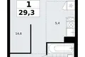 Wohnung 1 zimmer 29 m² Troizk, Russland