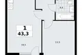 Appartement 1 chambre 43 m² Kommunarka, Russie