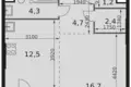 Mieszkanie 1 pokój 43 m² Moskwa, Rosja