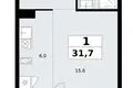 Квартира 1 комната 32 м² район Коммунарка, Россия
