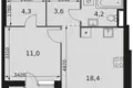 Квартира 1 комната 43 м² Москва, Россия
