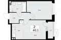 2 room apartment 40 m² Moscow, Russia