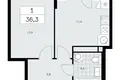 Apartamento 1 habitación 36 m² poselenie Sosenskoe, Rusia