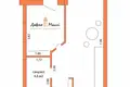 2 room apartment 42 m² Minsk, Belarus