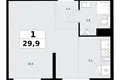 1 room apartment 30 m² Kommunarka, Russia