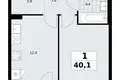 1 room apartment 40 m² Kommunarka, Russia