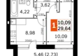 Квартира 1 комната 30 м² Одинцовский городской округ, Россия