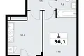 1 room apartment 36 m² Postnikovo, Russia