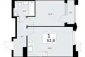 1 room apartment 43 m² Troitsk, Russia