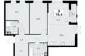 3 room apartment 75 m² South-Western Administrative Okrug, Russia