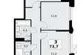 Mieszkanie 3 pokoi 74 m² Troick, Rosja
